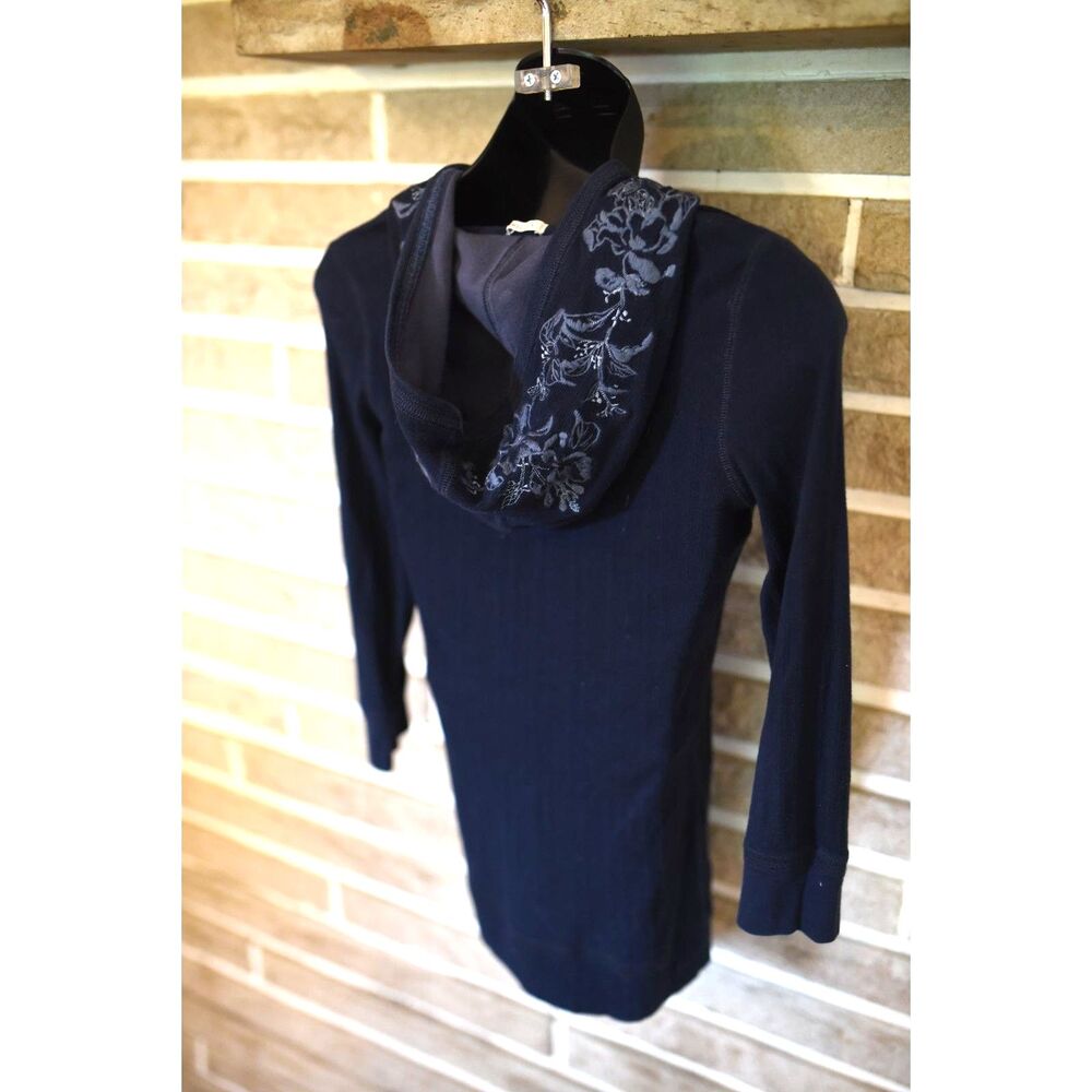 VTG Y2K Abercrombie Fitch Henley hoodie 3/4 sleeve floral embroidered bella swan - Picture 3 of 11